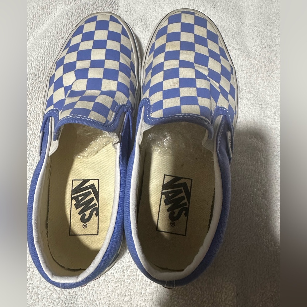 Vans Blue and White Checkered Sneakers